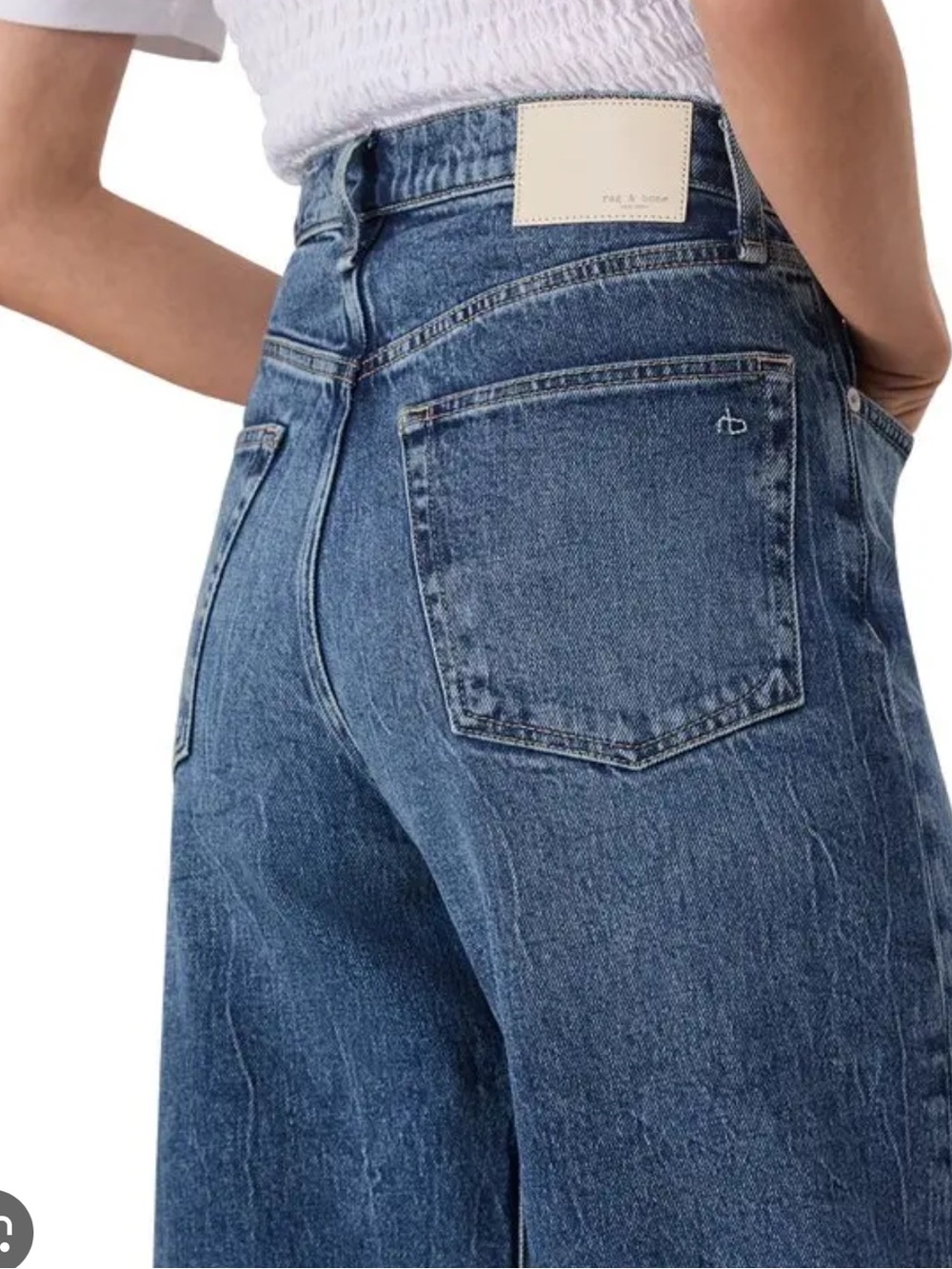 rag & bone High-Rise Wide Leg Jeans in Medium Indigo